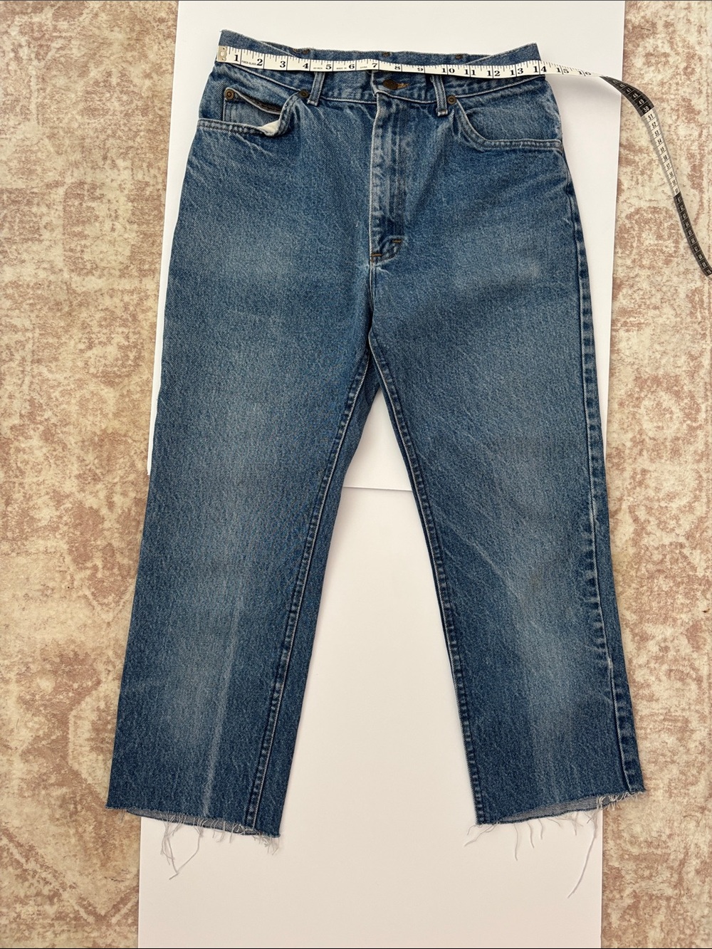 Vintage Lee Classic Straight-Leg Blue Denim crop/ankle Jeans